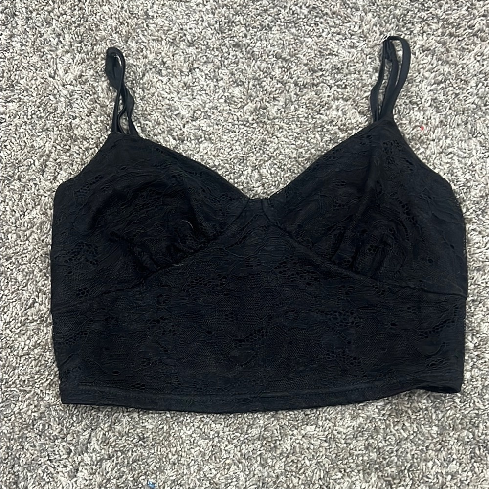 RSQ Black Lace Crop Top